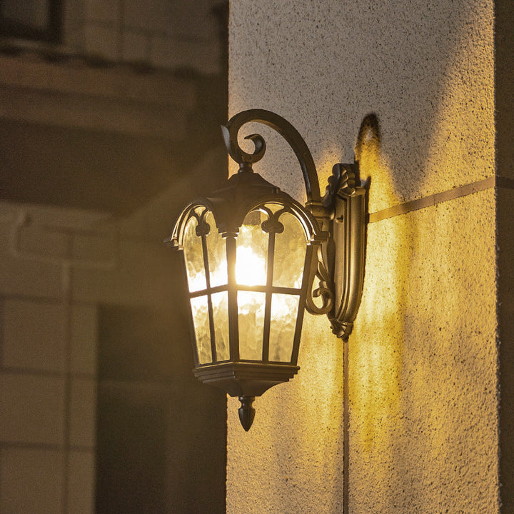 Traditional European Quadrilateral Window Shape Aluminum Glass 1-Light Wall Sconce Lamp For Outdoor Patio | Stornfield