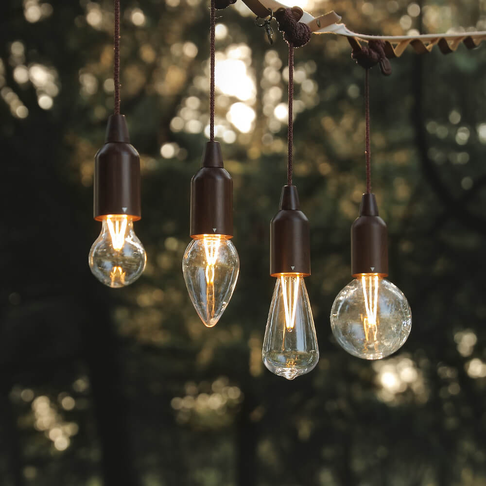 Retro Portable Waterproof Wood Round Cone Battery USB 1-Light Camping Outdoor Light | Stornfield