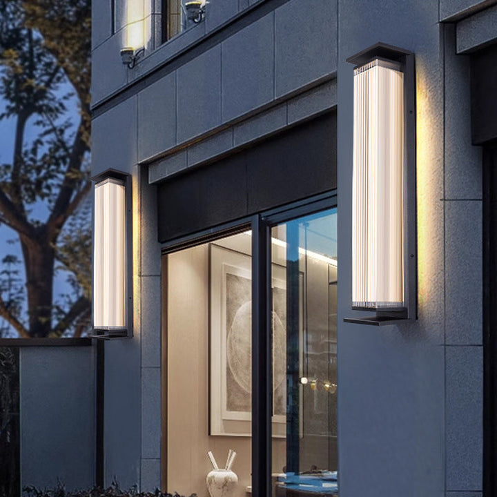 Modern Minimalist Waterproof Rectangular Stainless Steel Acrylic LED Wall Sconce Lamp For Outdoor Patio | Stornfield