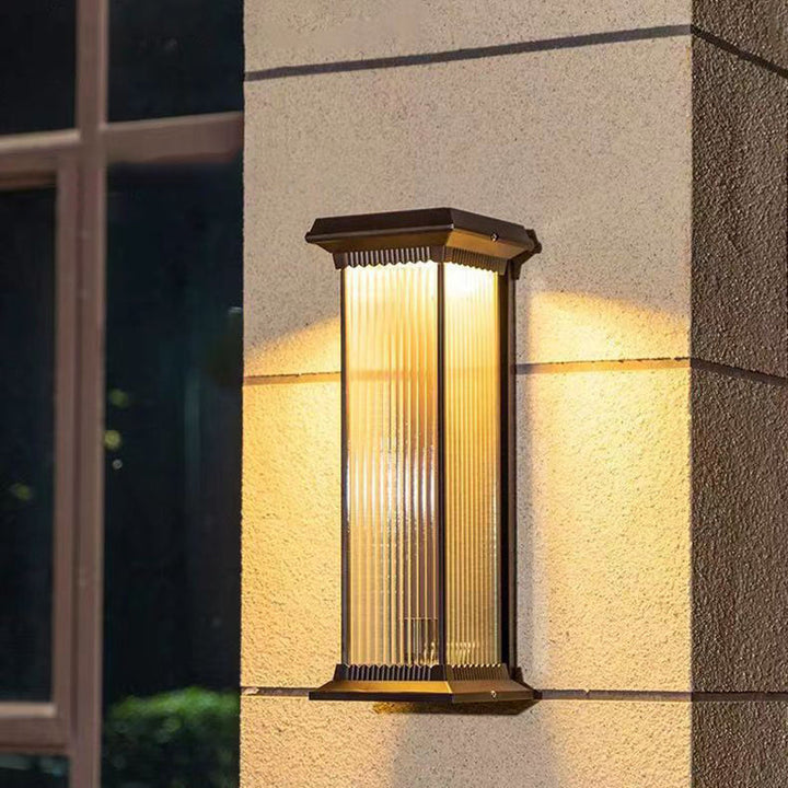 Modern Minimalist Waterproof Rectangle Aluminum Glass 1/2 Light Outdoor Wall Sconce Lamp For Garden | Stornfield