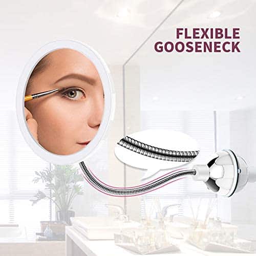 Makeup mirror with LED &amp; magnification - with suction cup and flexible arm | Stornfield
