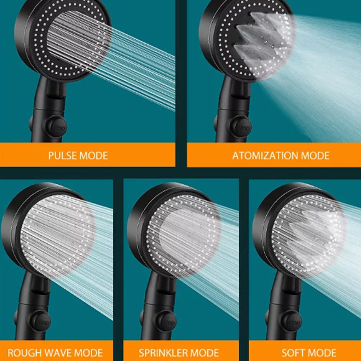 Shower head with 5 functions - black | Stornfield