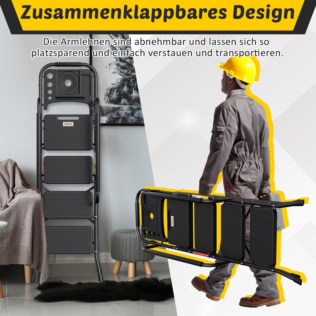 Folding Ladder 4 Steps/5 Steps with Removable Armrests | Stornfield