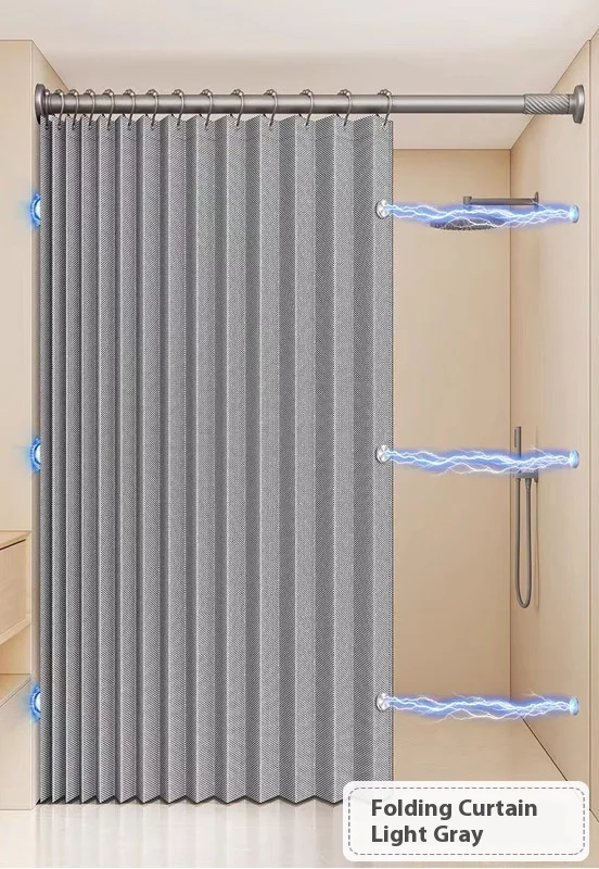 MagnaFold Foldable Shower Curtain with Magnets Stornfield