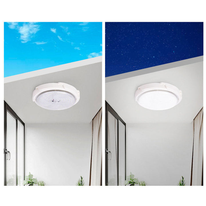 Modern Round Solar LED Remote Control Outdoor Indoor Flush Mount Lighting | Stornfield