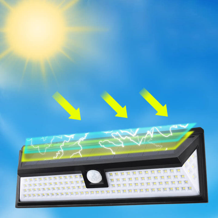 Modern Black Rectangular Human Sensor Solar Waterproof Outdoor Garden LED Wall Light | Stornfield