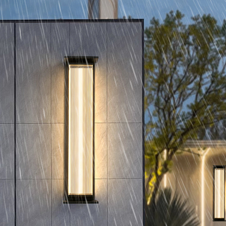 Modern Minimalist Waterproof Rectangular Stainless Steel Acrylic LED Wall Sconce Lamp For Outdoor Patio | Stornfield