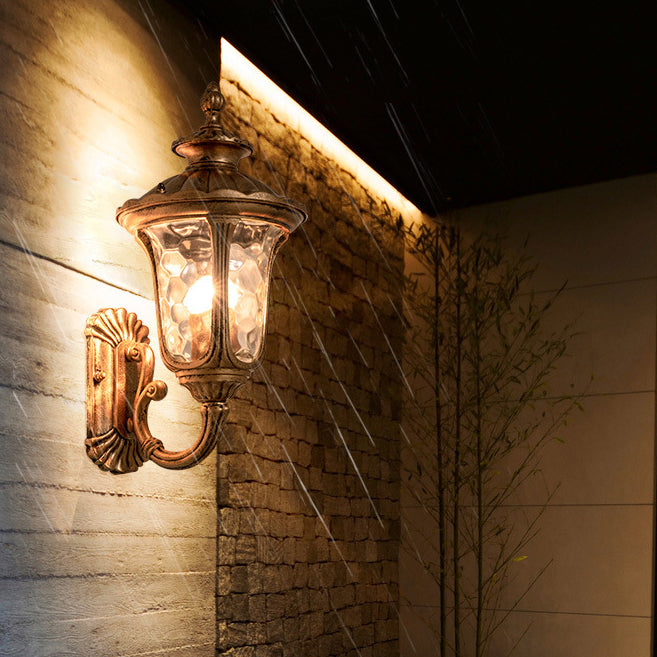 Traditional European Waterproof Castle Shaped Aluminum Glass 1-Light Outdoor Wall Sconce Lamp For Garden | Stornfield