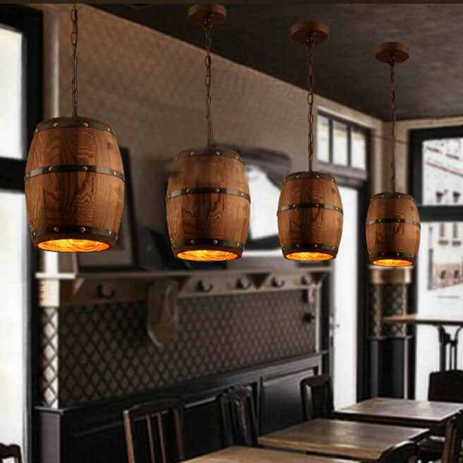 Stornfield | BarrelGlow Vintage Luster Pendant | Wooden Wine Barrel Design | 1-Light | Rustic Lighting