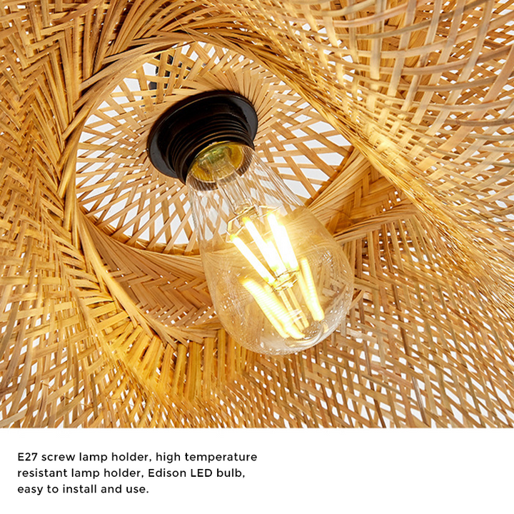 Stornfield | Bamboo Woven Rattan - Pendant Light - LED - Light