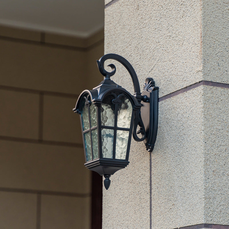 Traditional European Quadrilateral Window Shape Aluminum Glass 1-Light Wall Sconce Lamp For Outdoor Patio | Stornfield