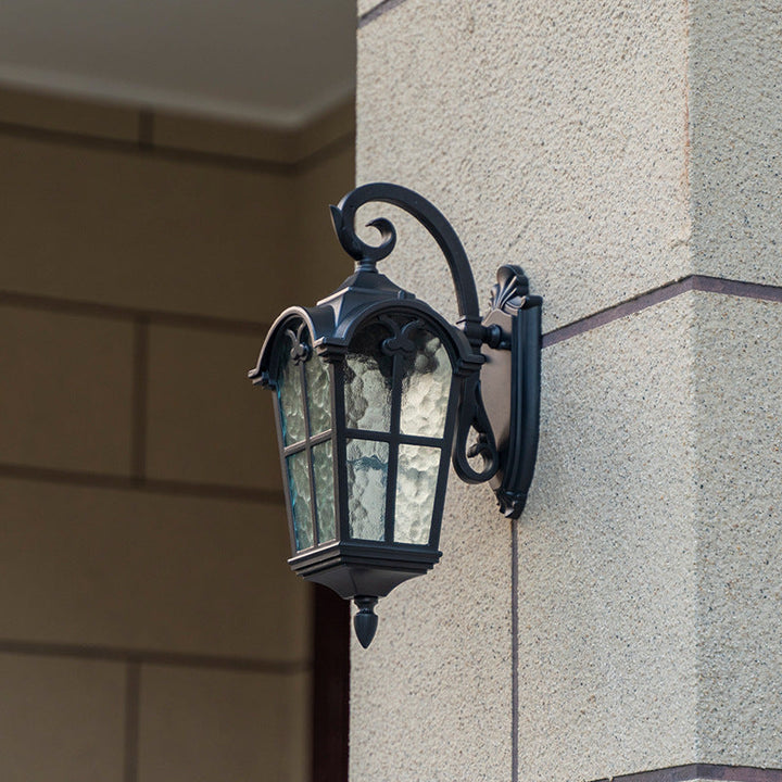 Traditional European Quadrilateral Window Shape Aluminum Glass 1-Light Wall Sconce Lamp For Outdoor Patio | Stornfield
