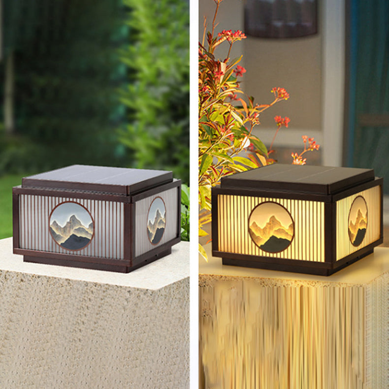 Traditional Chinese Aluminum Glass Square LED Waterproof Solar Landscape Light For Outdoor Patio | Stornfield