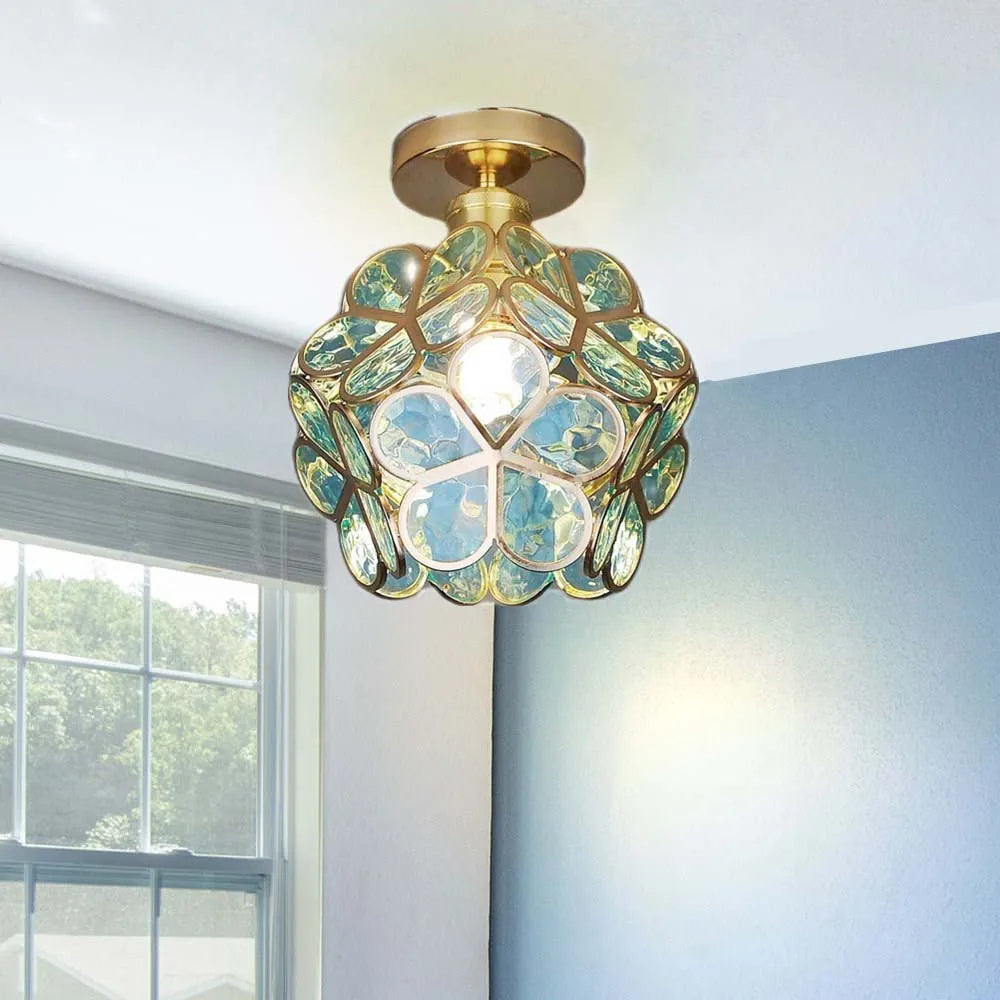 Artistic Glass Ceiling Lamp with Floral Pattern - FlowerHall | Stornfield