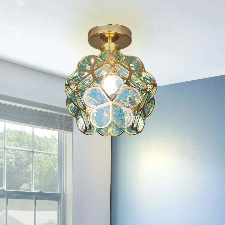 Artistic Glass Ceiling Lamp with Floral Pattern - FlowerHall | Stornfield