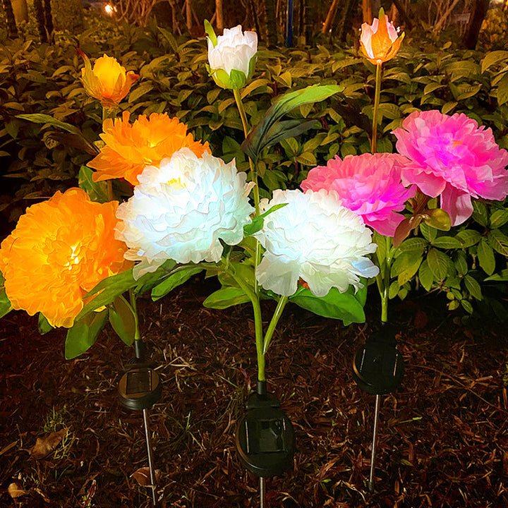 Contemporary Creative Solar Peony Flower LED Waterproof Lawn Landscape Insert Light For Outdoor Patio | Stornfield