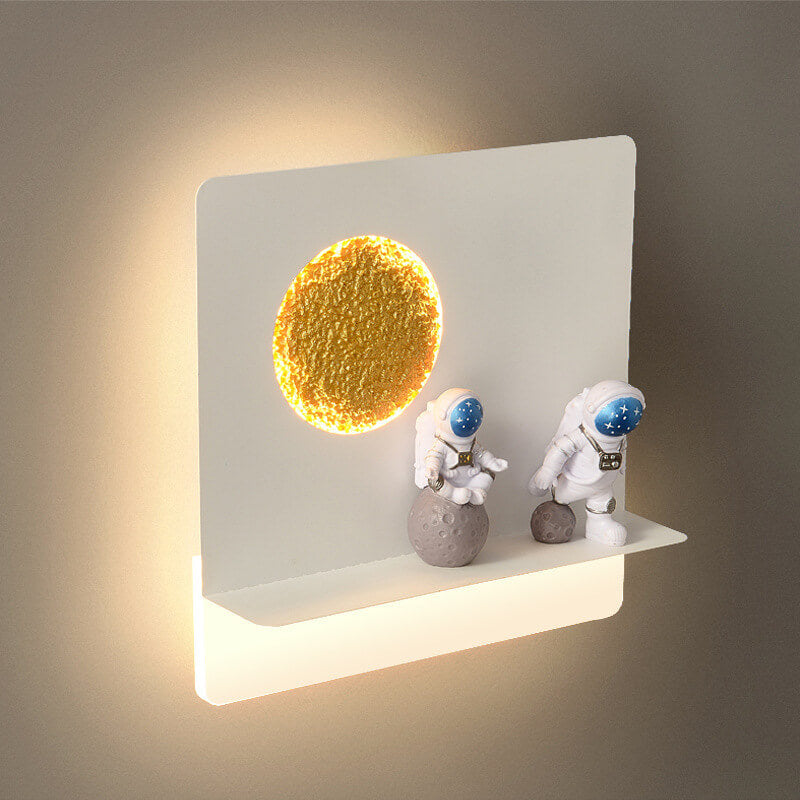 Stornfield | Creative Contemporary Iron Resin Astronaut LED Round Wall Lamp for Bedroom