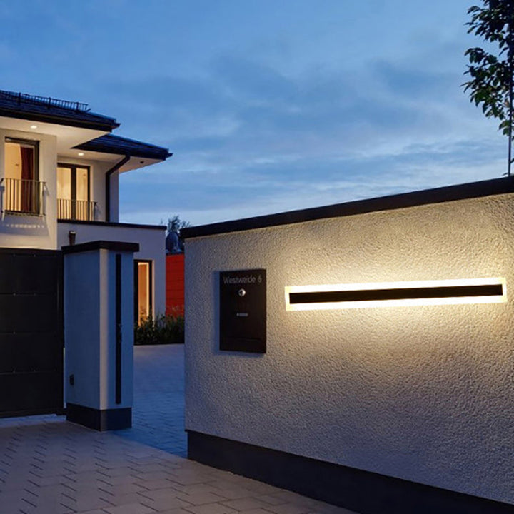 Modern Minimalist Long Rectangular Aluminum Acrylic LED Wall Sconce Lamp For Garden | Stornfield