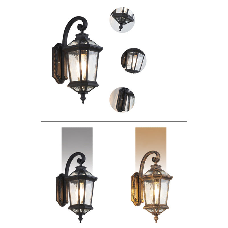 Traditional European Waterproof Aluminum Glass Octagon Cylinder 1-Light Wall Sconce Lamp For Garden | Stornfield