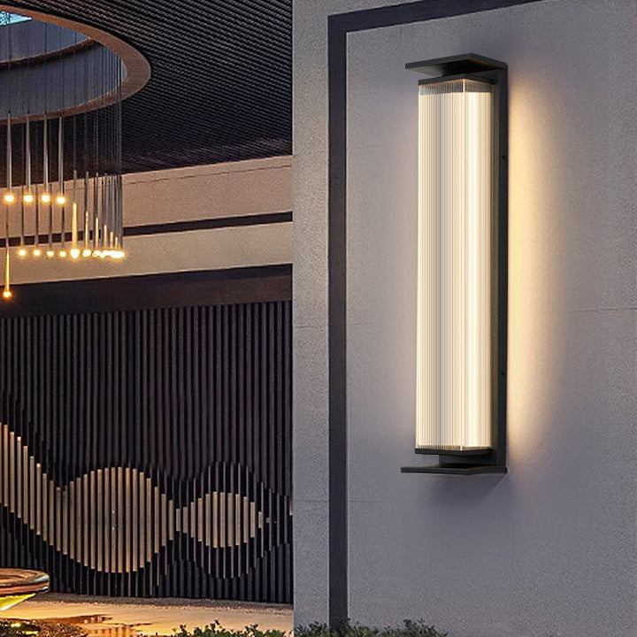 Modern Minimalist Waterproof Rectangular Stainless Steel Acrylic LED Wall Sconce Lamp For Outdoor Patio | Stornfield