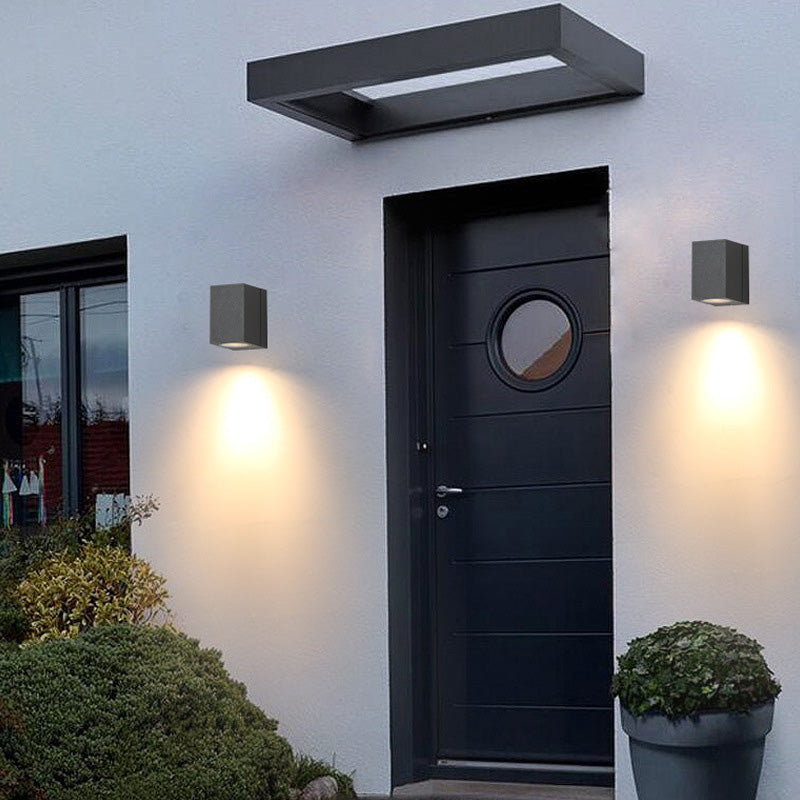Contemporary Industrial Rectangular Aluminum 1-Light Outdoor Wall Sconce Lamp For Garden | Stornfield