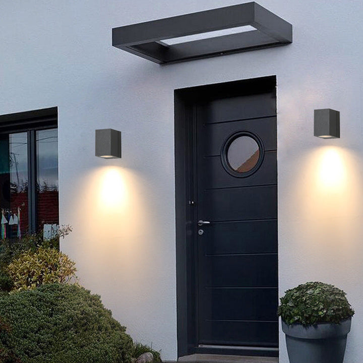 Contemporary Industrial Rectangular Aluminum 1-Light Outdoor Wall Sconce Lamp For Garden | Stornfield