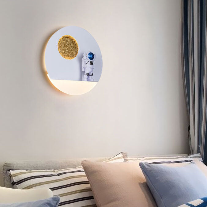 Stornfield | Creative Contemporary Iron Resin Astronaut LED Round Wall Lamp for Bedroom