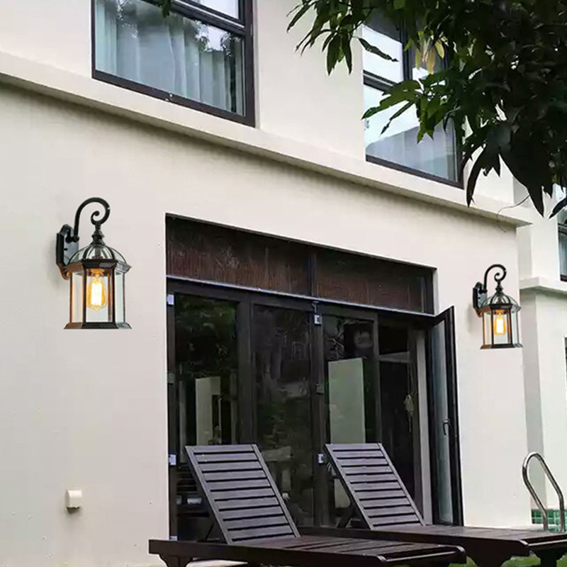 Traditional European Waterproof Aluminum Glass Hexagonal Prism 1-Light Wall Sconce Lamp For Garden | Stornfield