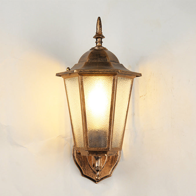 Contemporary Industrial Hexagonal Aluminum Frame Frosted Glass 1-Light Outdoor Wall Sconce Lamp For Garden | Stornfield