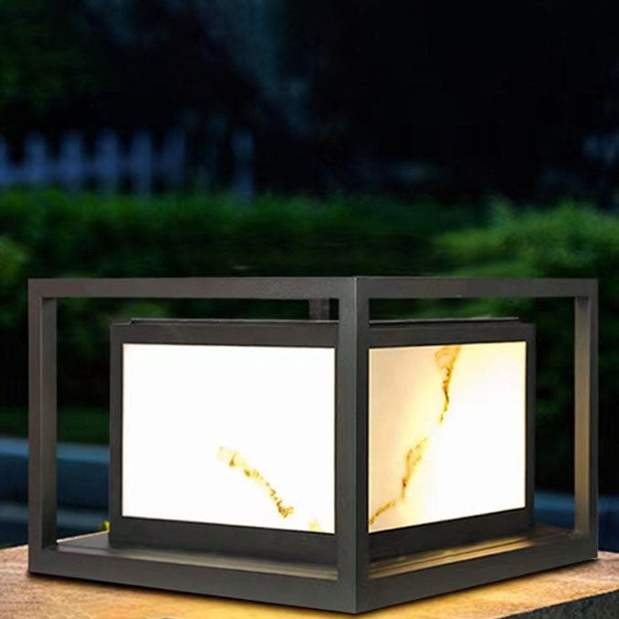 Modern Solar Square Chinese Outdoor Column Head Light LED Lawn Landscape Light | Stornfield