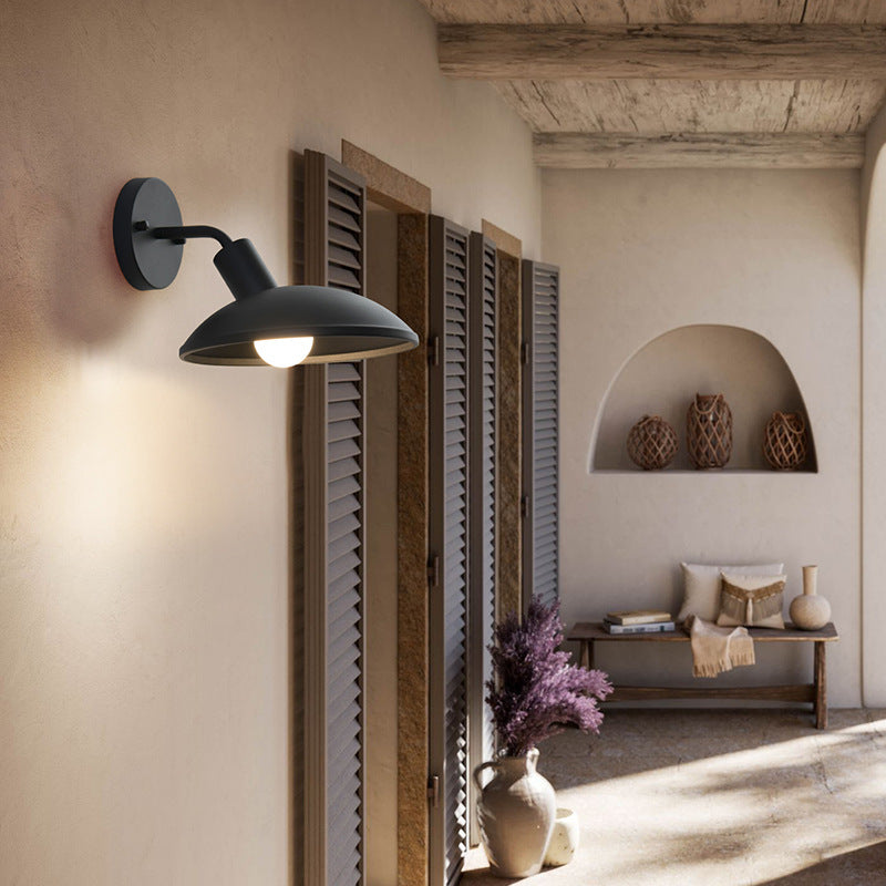 Modern Minimalist Waterproof Round Iron 1-Light Wall Sconce Lamp For Outdoor Patio | Stornfield