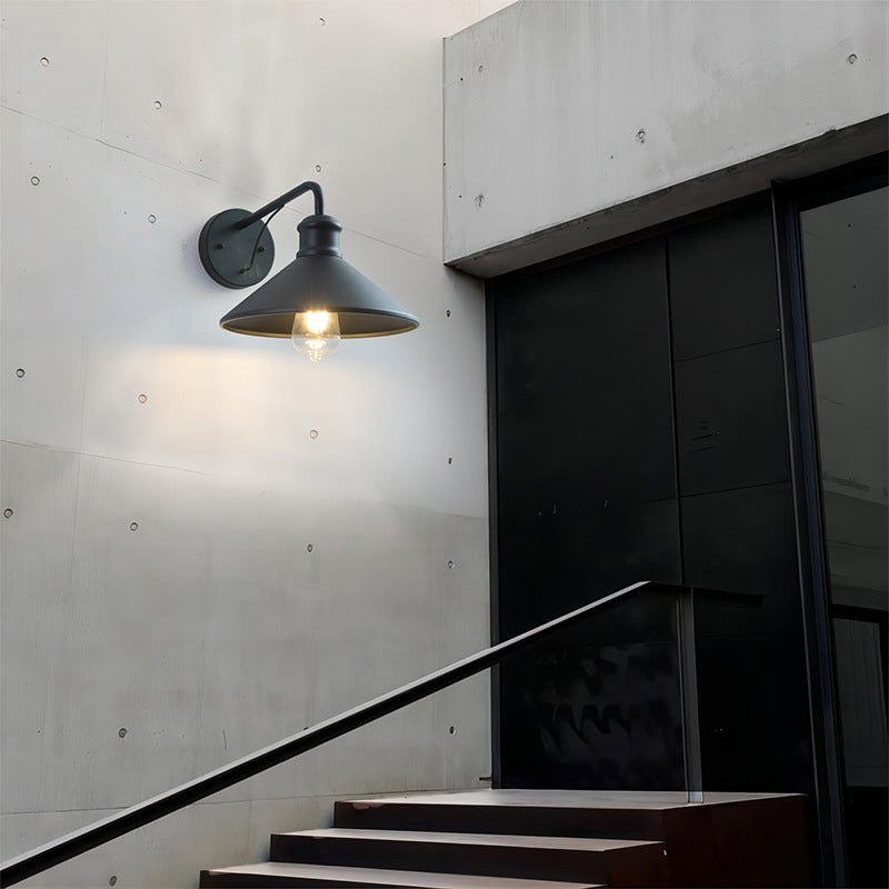 Modern Minimalist Cone Iron 1-Light Wall Sconce Lamp For Outdoor Patio | Stornfield
