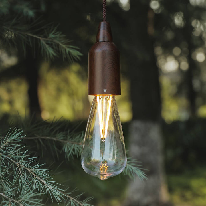 Retro Portable Waterproof Wood Round Cone Battery USB 1-Light Camping Outdoor Light | Stornfield