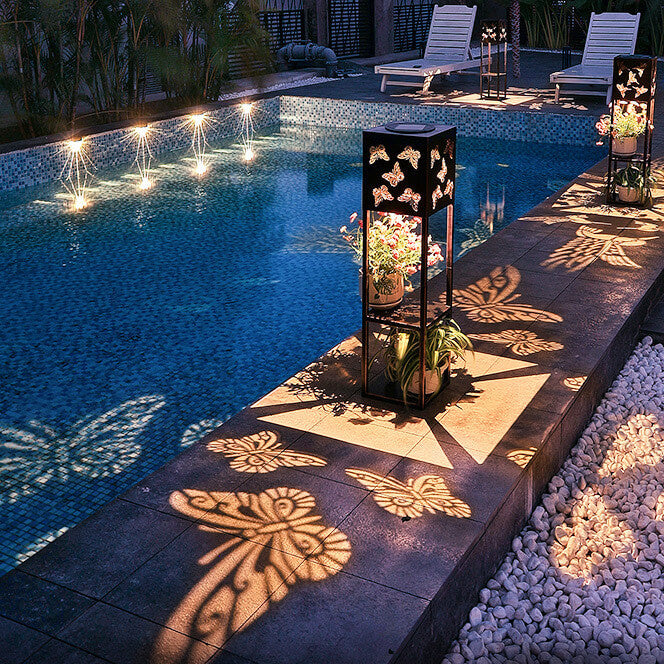 Solar Butterfly Light Shadow Square Shelf Planter Light Garden Decorative Outdoor Waterproof Patio Outdoor Light | Stornfield