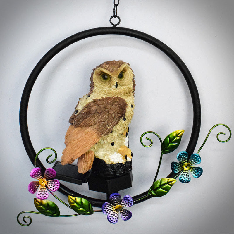 Stornfield | European Rustic Owl Shaped Solar Waterproof Outdoor Pendant Light