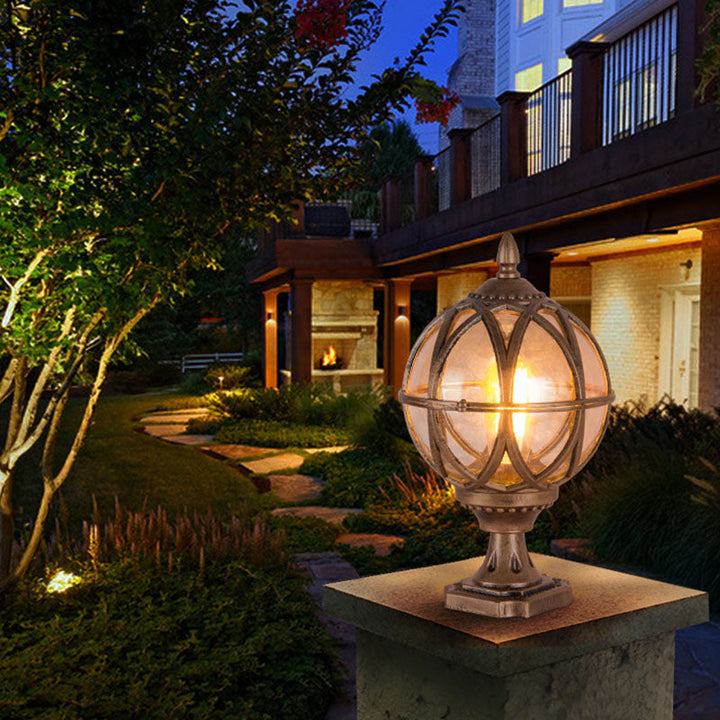 Traditional Colonial Globe Glass Aluminum 1-Light Outdoor Light For Garden | Stornfield