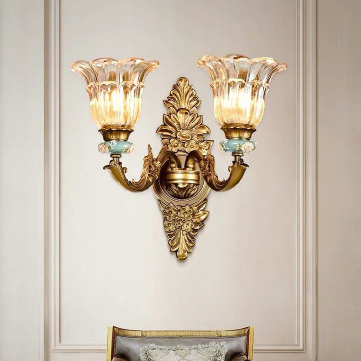 Stornfield | FlorisLuxe European Wall Sconce | Blossom Design | 1-2 Lights | High Quality Resin & Glass | Elegance for Living Room & Hallway