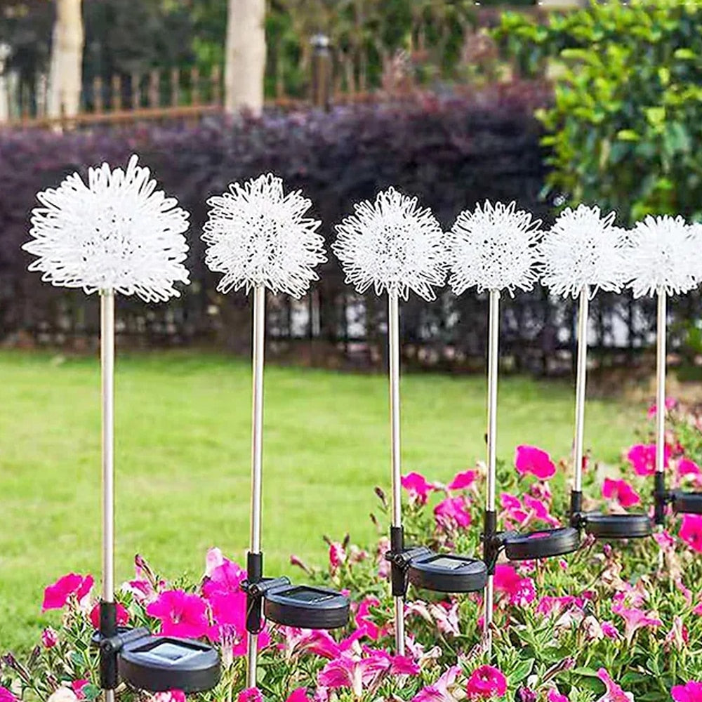 Solar LED Garden Light (2 pieces) Dandelion Design with Spike | Stornfield