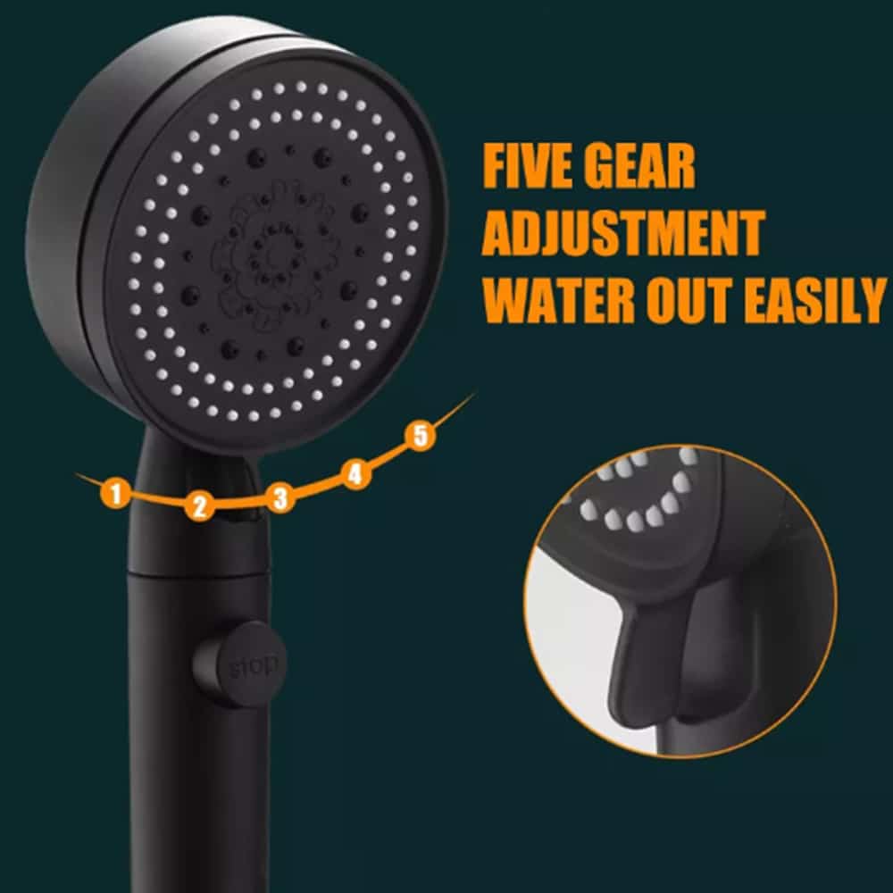 Shower head with 5 functions - black | Stornfield