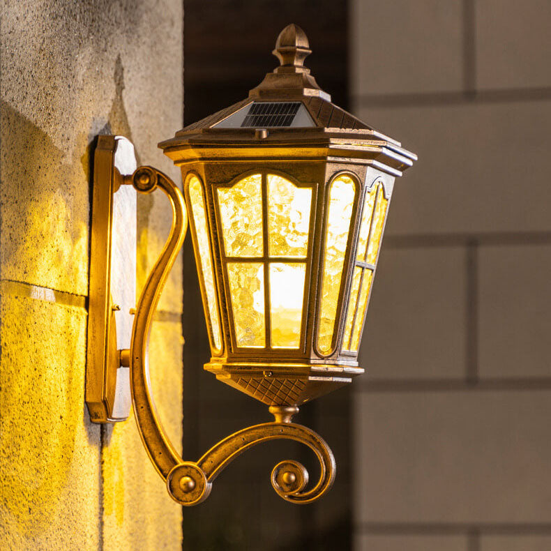 European Solar Outdoor Lantern Aluminum Glass Waterproof 1-Light Wall Sconce Lamp | Stornfield