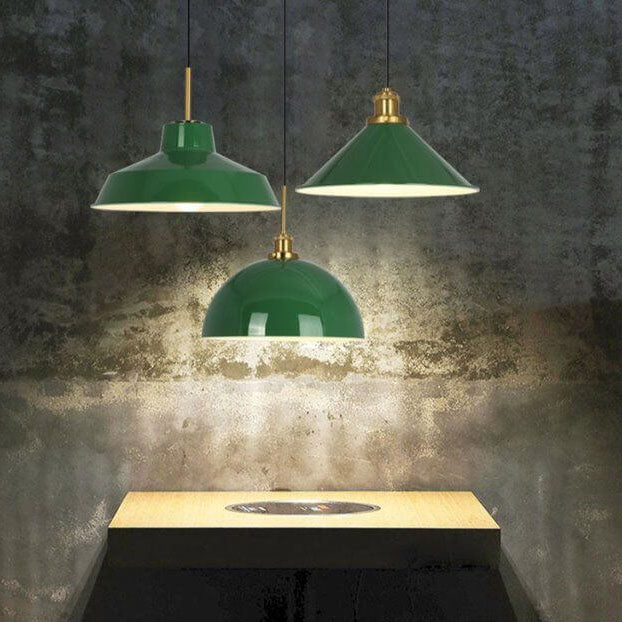 Stornfield | RetroDome Industrial Vintage Pendant Light | Green Iron Dome Design | Single Light | Rustic Ceiling Lighting
