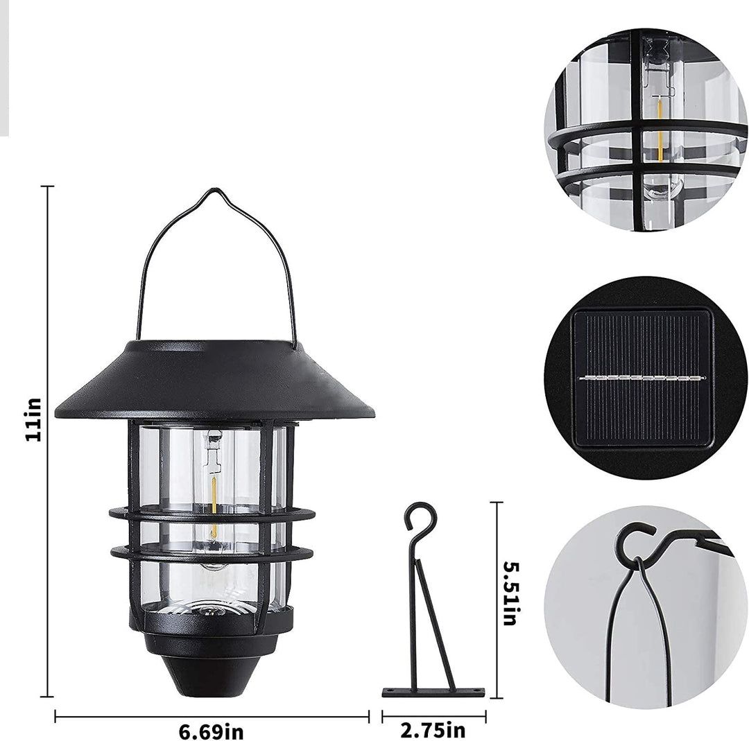 Contemporary Retro Solar Waterproof Aluminum Glass Lantern Cylinder 1-Light Hanging Wall Sconce Lamp For Outdoor Patio | Stornfield