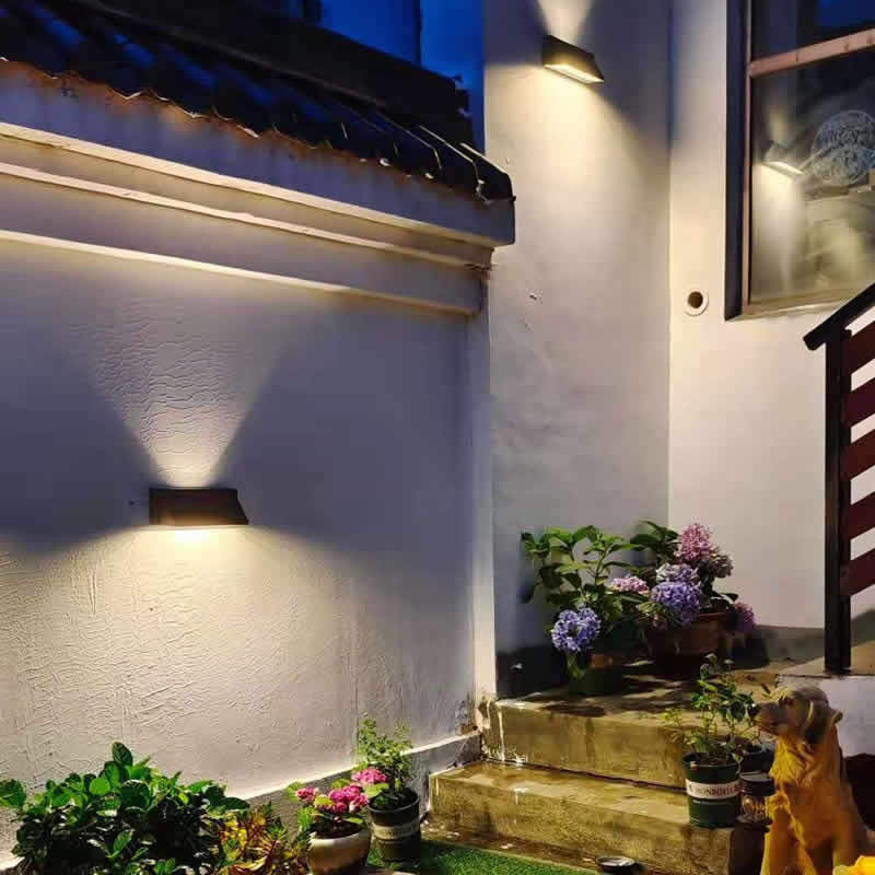 Outdoor Solar Waterproof Rectangular Slant LED Patio Wall Sconce Lamp | Stornfield