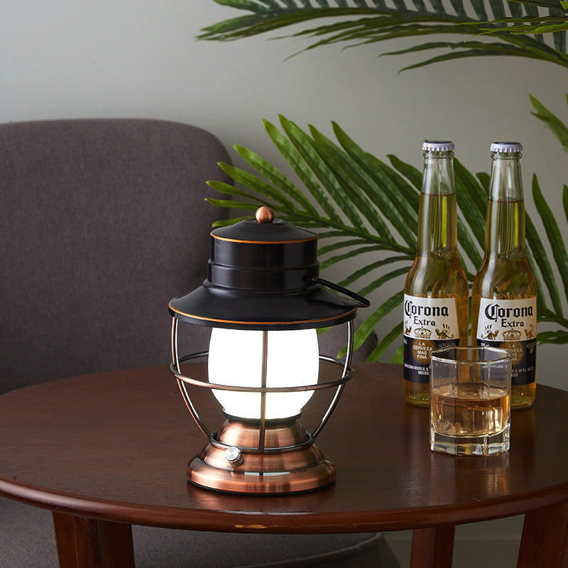 Traditional Farmhouse Waterproof Rechargeable Iron Acrylic Cylinder LED Table Lamp For Entertainment Room | Stornfield