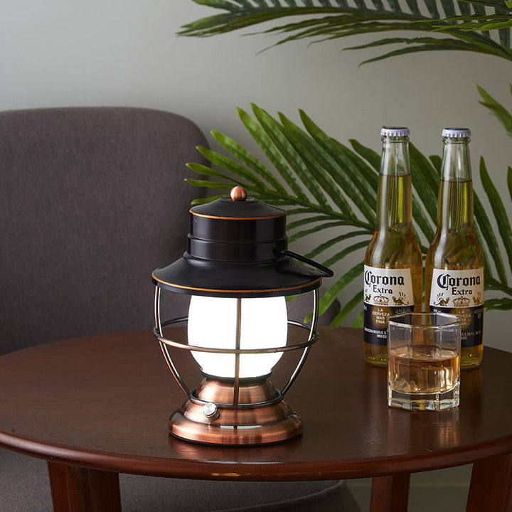 Traditional Farmhouse Waterproof Rechargeable Iron Acrylic Cylinder LED Table Lamp For Entertainment Room | Stornfield
