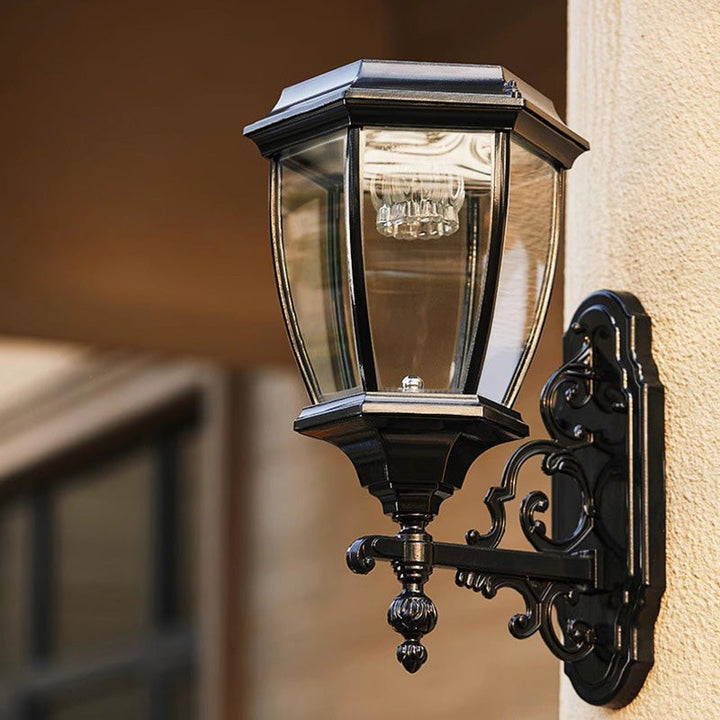 Traditional European Aluminum Glass LED Solar Waterproof Wall Sconce Lamp For Outdoor Patio | Stornfield