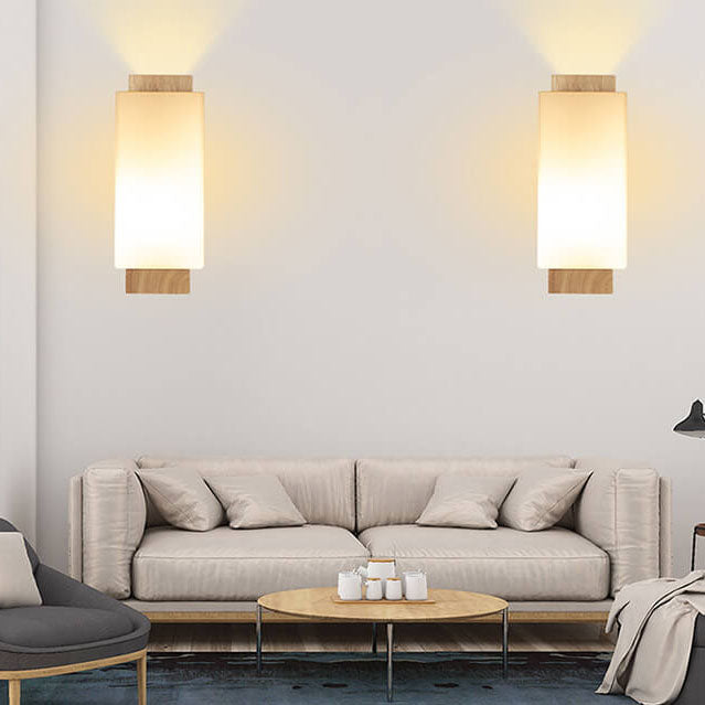 Stornfield | Modern Minimalist Solid Wood Square Glass 1-Light Wall Sconce