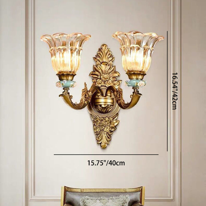Stornfield | FlorisLuxe European Wall Sconce | Blossom Design | 1-2 Lights | High Quality Resin & Glass | Elegance for Living Room & Hallway