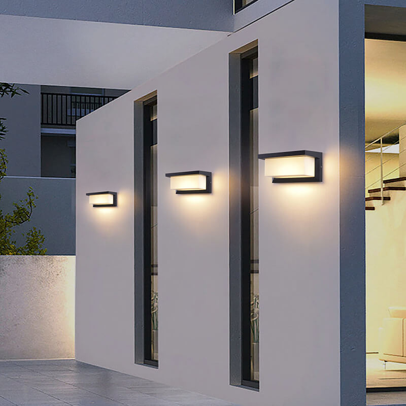 Stornfield | Lampe Murale LED Solaire Rectangulaire PC Minimaliste Moderne pour Terrasse Extérieure