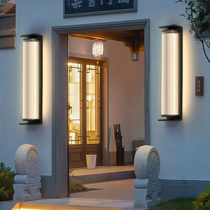 Modern Minimalist Waterproof Rectangular Stainless Steel Acrylic LED Wall Sconce Lamp For Outdoor Patio | Stornfield